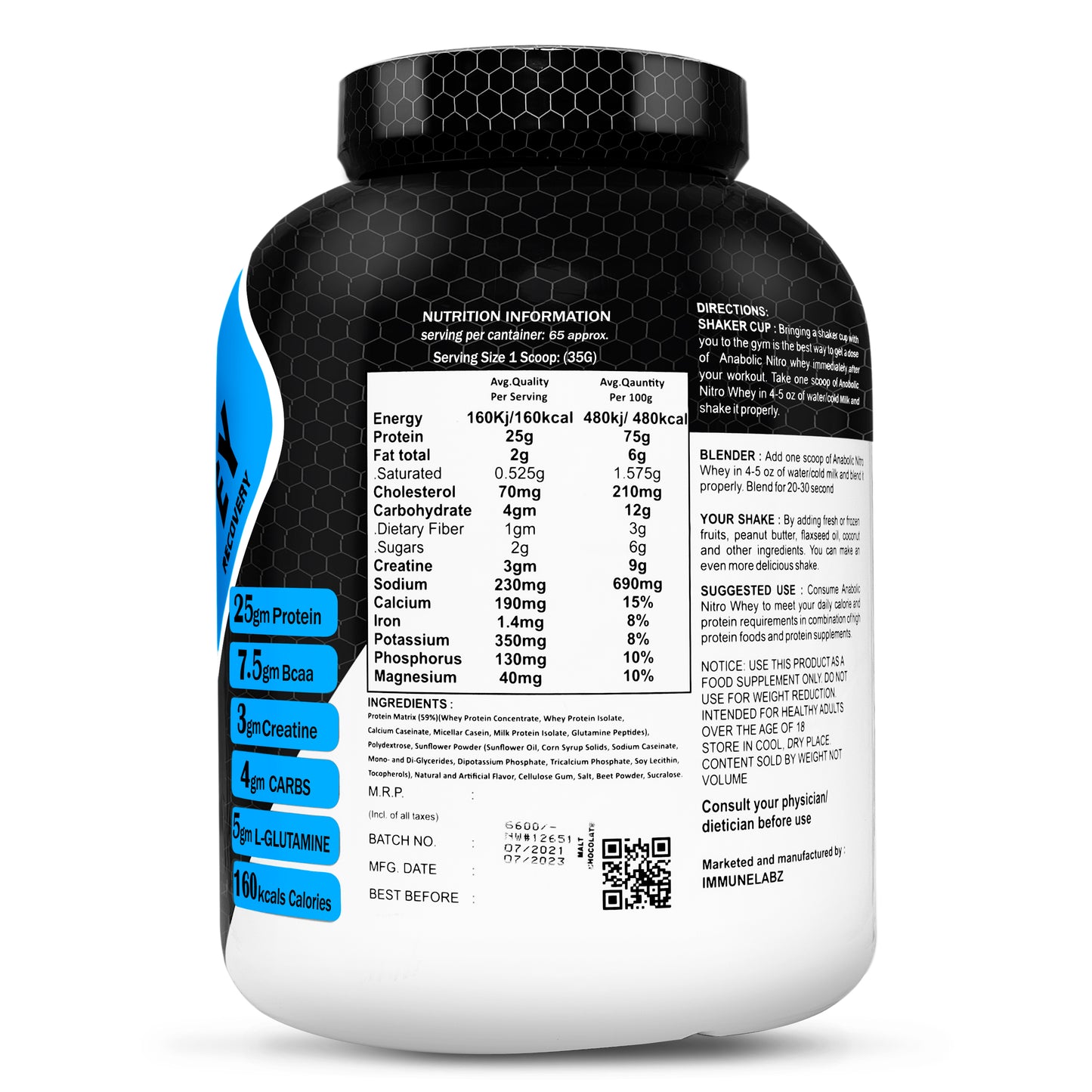 Immunelabz Anabolic Nitro Whey Blend Protein 5LBS Chocolate Flavour