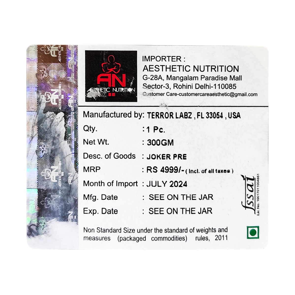 TERROR LABZ JOKER EXTREME WITH TEST BOOSTER PRE WORKOUT 30 SERVINGS