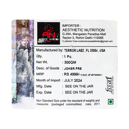 TERROR LABZ JOKER EXTREME WITH TEST BOOSTER PRE WORKOUT 30 SERVINGS