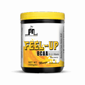 PN Quality Sports Nutrition FEEL-UP BCAA Powder (300g) | 2:1:1 Ratio | 6g BCAAs Per Serving | Recovery & Endurance | Mango Flavour