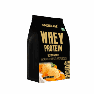 Immunelabz Nutrition – Whey Protein Davisco 80% (Black Series) (1Kg) | 25g Protein Per Scoop | Mango Kulfi