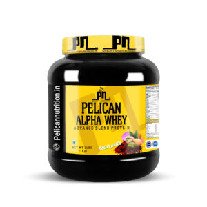 Pelican Nutrition – Pelican Alpha Whey Protein (2Lbs)(1kg) | 20g Protein | 34 Servings | Kesar Pista Flavour