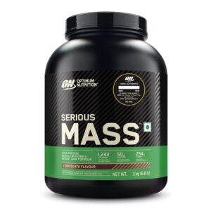 Optimum Nutrition Serious Mass (3kg) | 50g Protein | 1243 Calories | High Calorie Mass Gainer | Chocolate Flavour