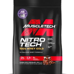 MuscleTech Nitro-Tech 100% Whey Gold (8Lbs) | 24g Protein | 5.5g BCAAs | Double Rich Chocolate
