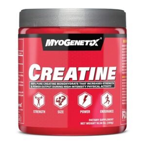 Myogenetix Creatine Monohydrate Powder (300g) | 100% Pure Creatine | Strength, Power & Endurance Support