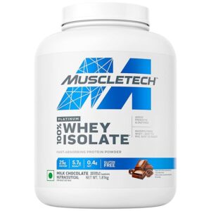 Muscletech Platinum 100% Whey Isolate (1.8 kg) | 25g Protein | 5.7g BCAAs | Milk Chocolate