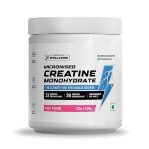 Wellcore Micronised Creatine Monohydrate (122g) | 3g Creatine Per Serving | Fruit Fusion Flavour | Muscle Strength & Performance Support