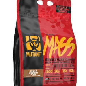 Mutant Mass Muscle Mass Gainer (15Lbs / 6.8kg) | 56g Protein | 1100 Calories | Triple Chocolate / Chocolate Fudge Brownie