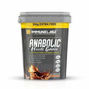 ImmuneLabz GH Anabolic Muscle Gainer (4kg + 500g Extra Free) | 40g Protein | With Creatine, Taurine & L-Arginine | Caramel Chocolate