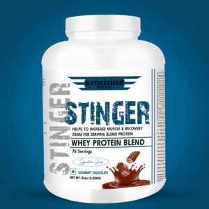Battlefield Nutrition – White Series – STINGER Whey Protein Blend (5lbs) | 25g Protein Per Scoop | Gourmet Chocolate