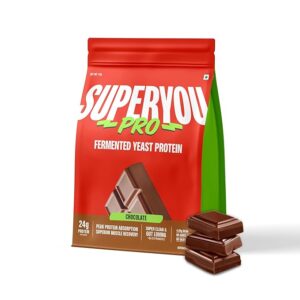 SuperYou Pro Fermented Yeast Protein | Clean Gut-Friendly Protein | 24g Protein Per Serving | Plant-Based Protein | Easy Digestion | Superior Muscle Recovery | Chocolate Flavor