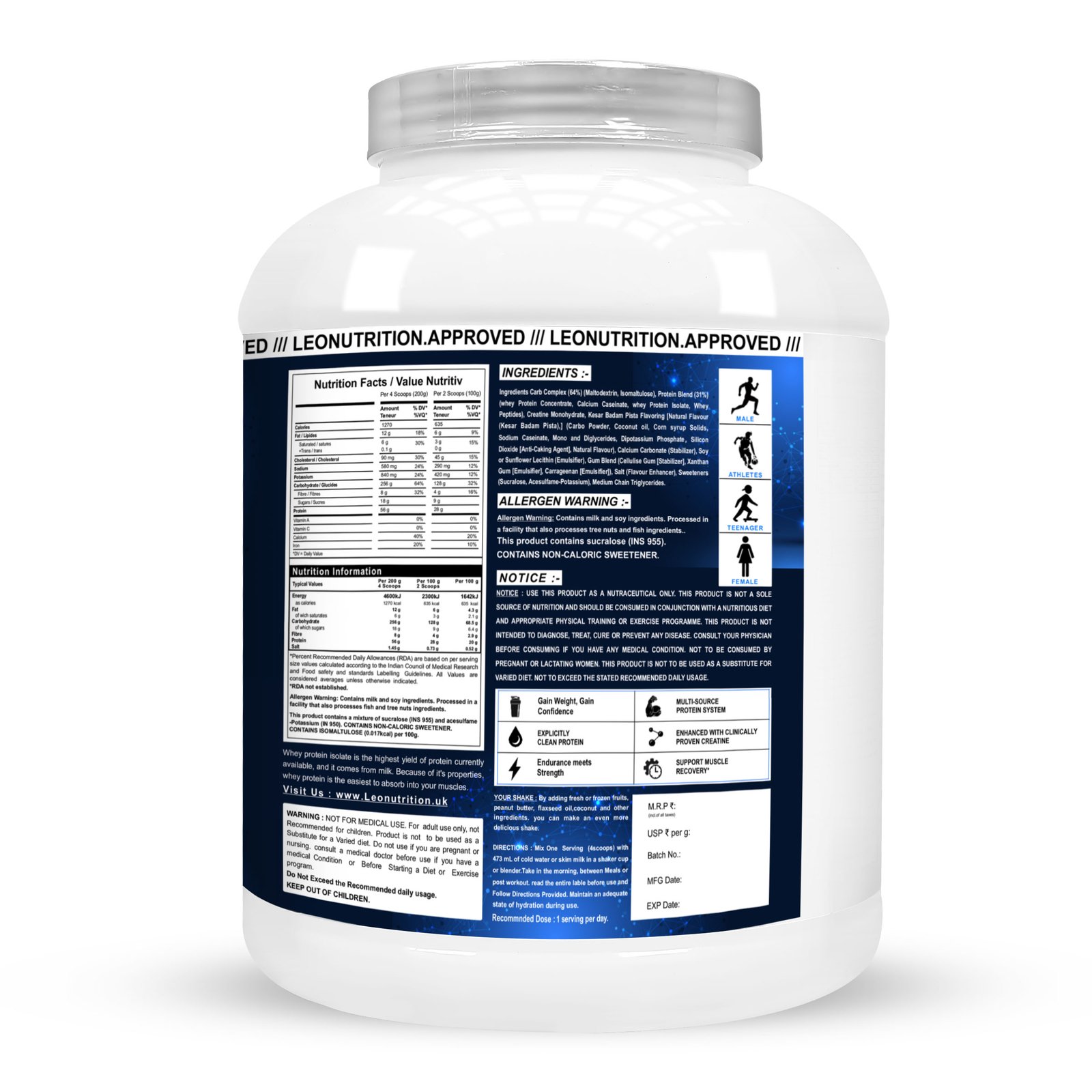 Leo Nutrition - Hard Mass Gainer (2.722 KG) - Image 3