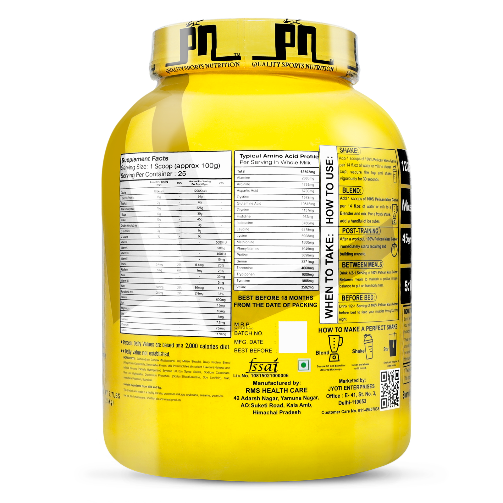 Pelican Nutrition - Mass Gainer | (2.5Kg/5Kg) | 15g Protein | Free Shaker - Image 2