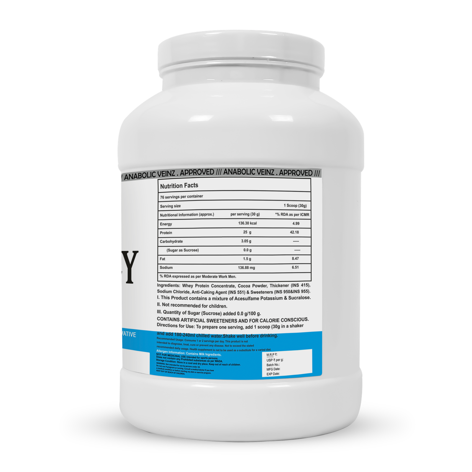 Anabolic Veinz Nutrition - Amino Whey Protein | (4.5Kg/2.26Kg/1Kg) | 25g Protein | Free Shaker - Image 2