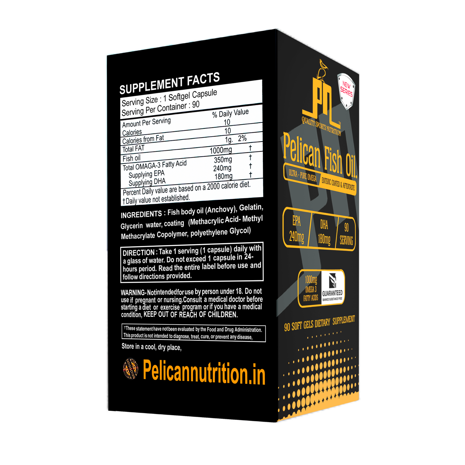 Pelican Nutrition – Ultra Pure Fish Oil Omega 3 (90 Softgels) | 1000mg Omega-3 | 240mg EPA | 180mg DHA | Enteric Coated - Image 2