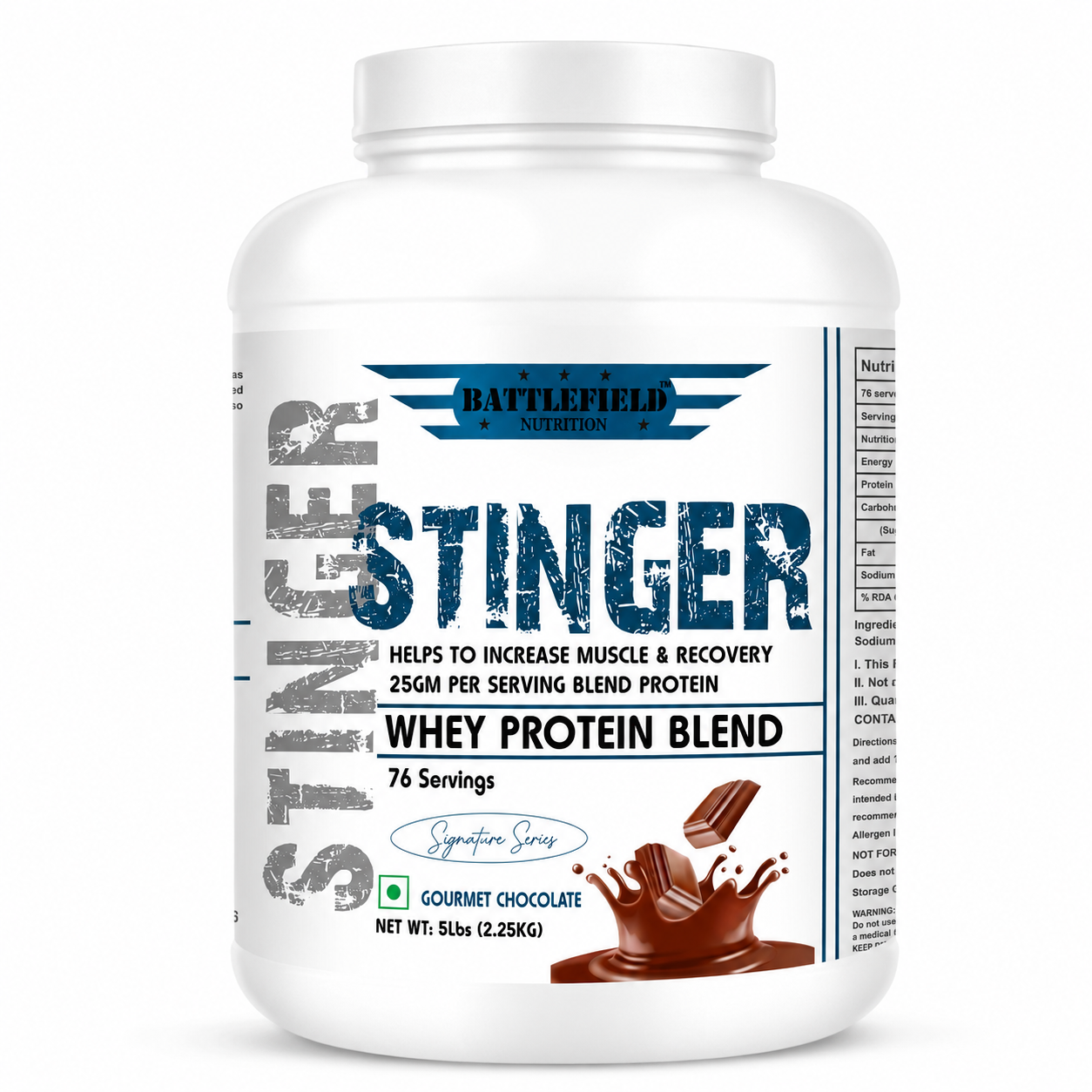 Battlefield Nutrition Stinger Whey Protein | White Series | 25g Protein Per Serving Advanced Formula for Lean Muscle Growth & Faster Recovery Support | 5lbs