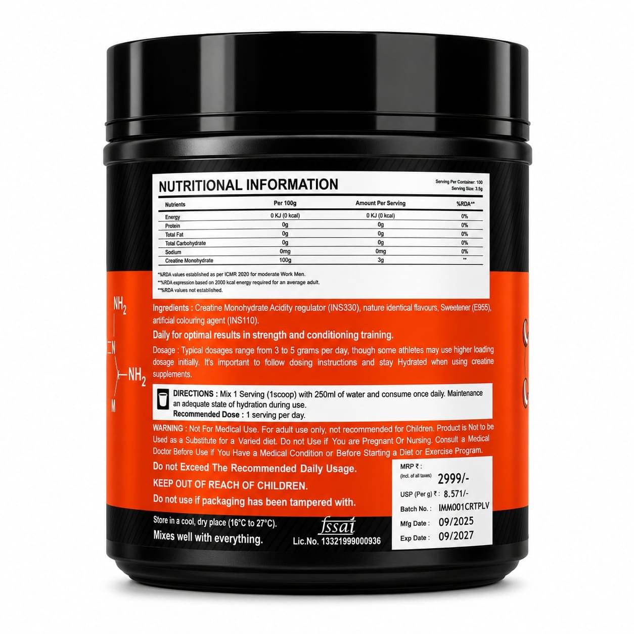 Immunelabz Nutrition 2.0 Micronized Creatine Monohydrate | Pure Strength, Power & Muscle Performance Formula | 300g / 100g - Image 3