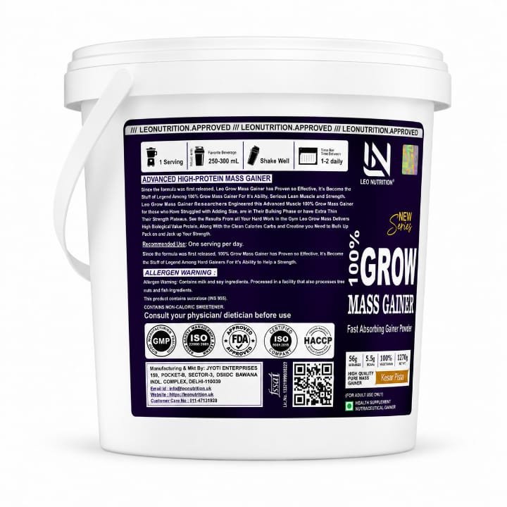 Leo Nutrition Grow Mass Gainer | 10lbs / 6lbs - Image 2