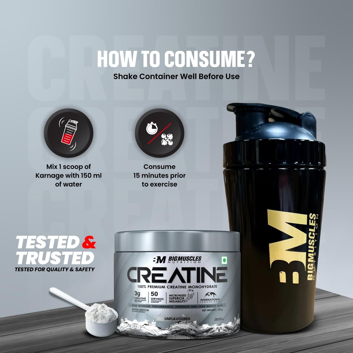 Bigmuscles Nutrition Creatine 102g | Micronized Creatine Monohydrate To Support Lean Muscle Repair & Recovery | Increase Strength & Athletic Performance,Powder - Image 8