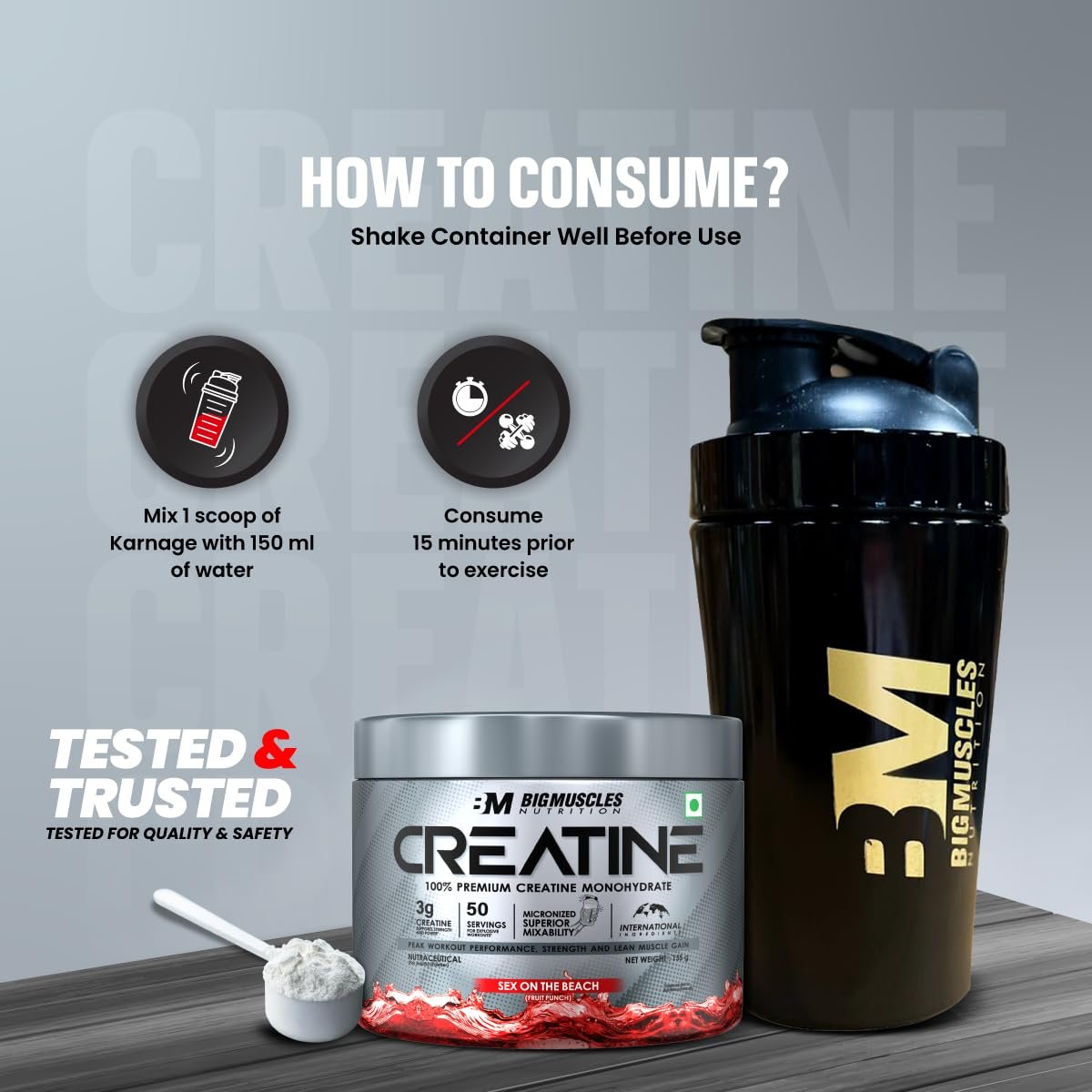Bigmuscles Nutrition Creatine 102g | Micronized Creatine Monohydrate To Support Lean Muscle Repair & Recovery | Increase Strength & Athletic Performance,Powder - Image 3
