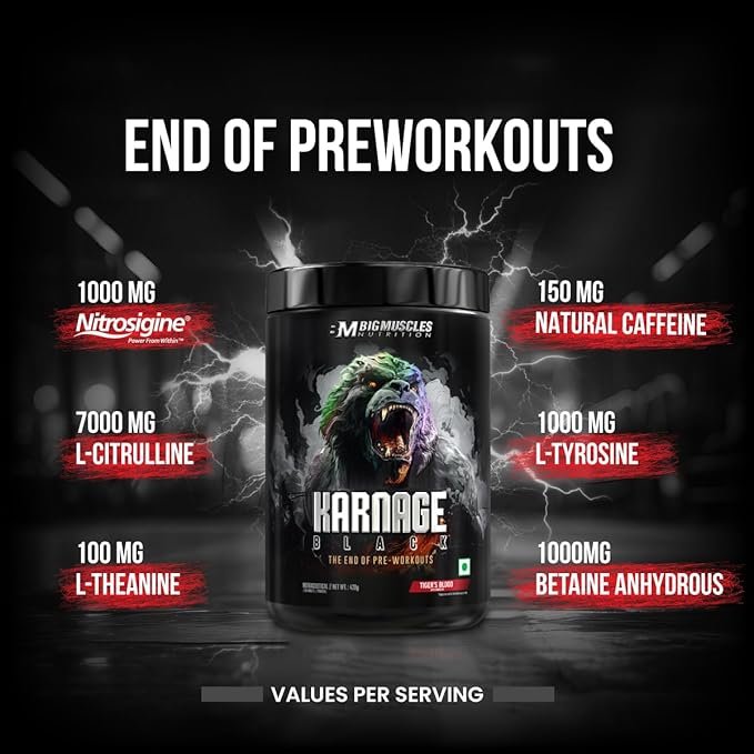 Bigmuscles Nutrition Karnage Pre workout | (60 Servings) | Pre-workout Supplement Supports to Improve Focus | Strength, Energy and Pump - Image 7