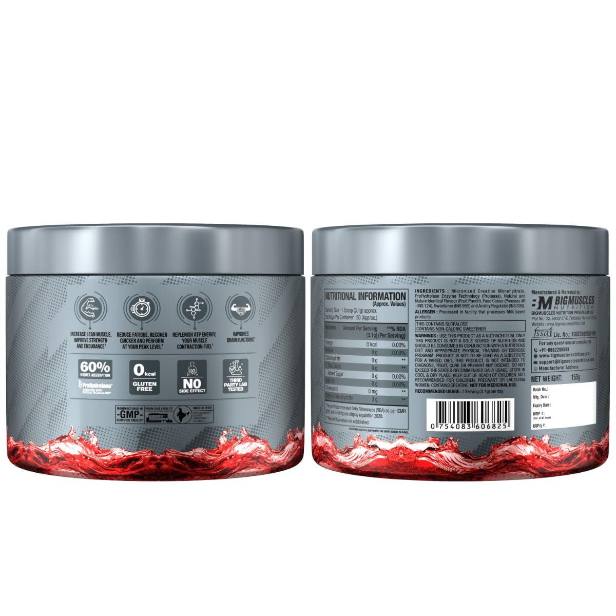 Bigmuscles Nutrition Creatine 102g | Micronized Creatine Monohydrate To Support Lean Muscle Repair & Recovery | Increase Strength & Athletic Performance,Powder - Image 2