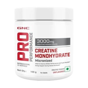 GNC Pro Performance Creatine Monohydrate | (Unflavoured, 100 grams Powder) | Boosts Athletic Performance | Fuels Muscles | Provides Energy Support for Heavy Workout | Formulated In USA