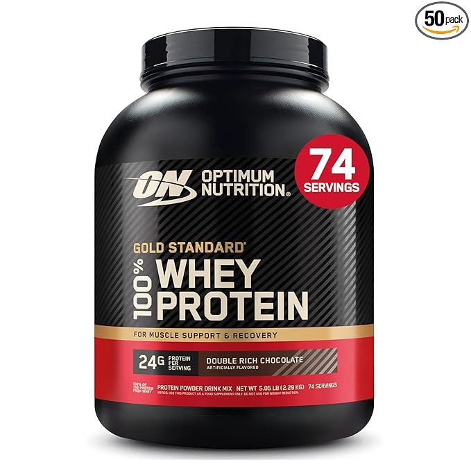 Optimum Nutrition (ON) Gold Standard 100% Whey Protein Powder | 5lbs, 2.27 kg | (Double Rich Chocolate) | Primary Source Isolate,For Men and Women