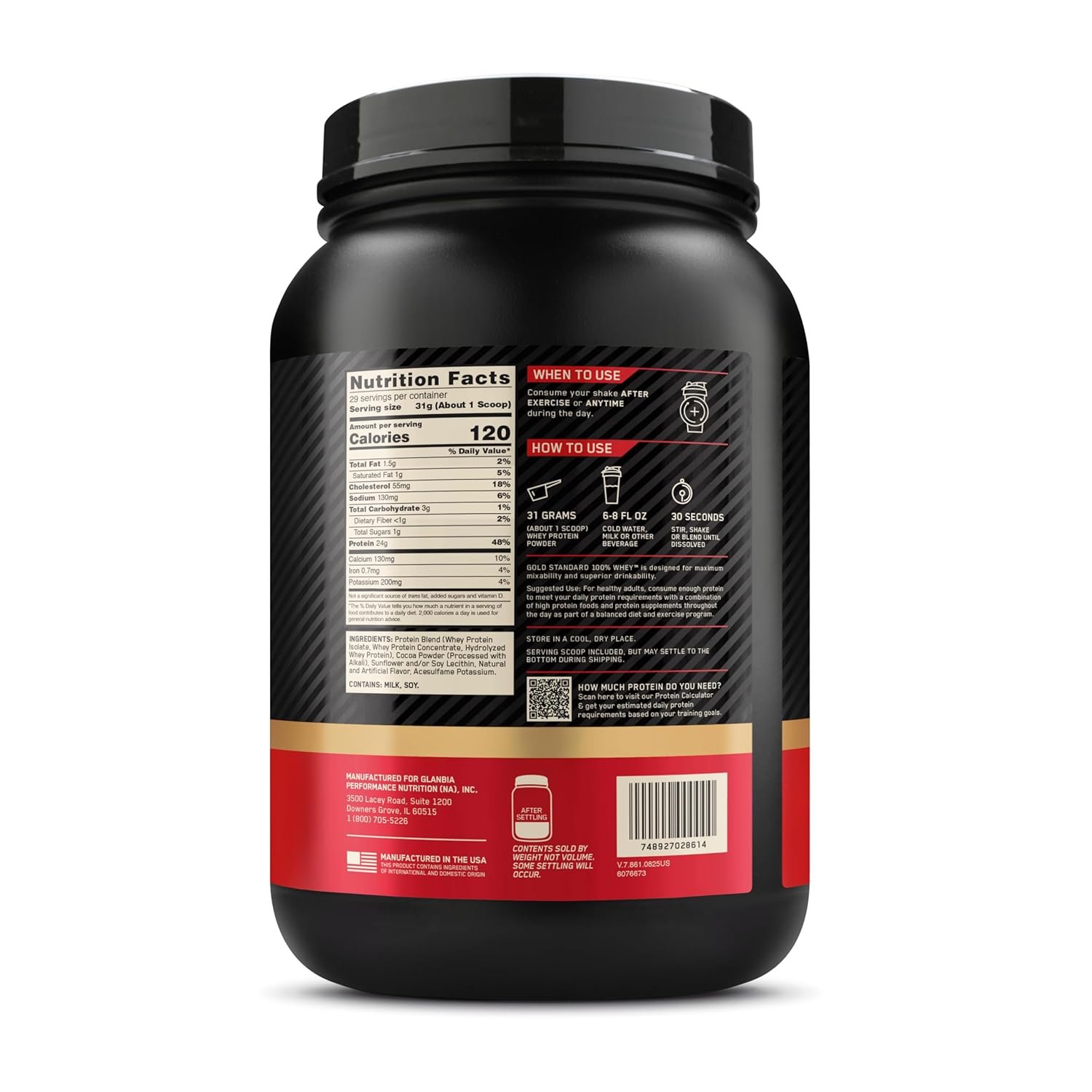 Optimum Nutrition (ON) Gold Standard 100% Whey 907g | (Double Rich Chocolate) | Protein Powder for Muscle Support & Recovery | Vegetarian - Primary Source Whey Isolate - Image 2