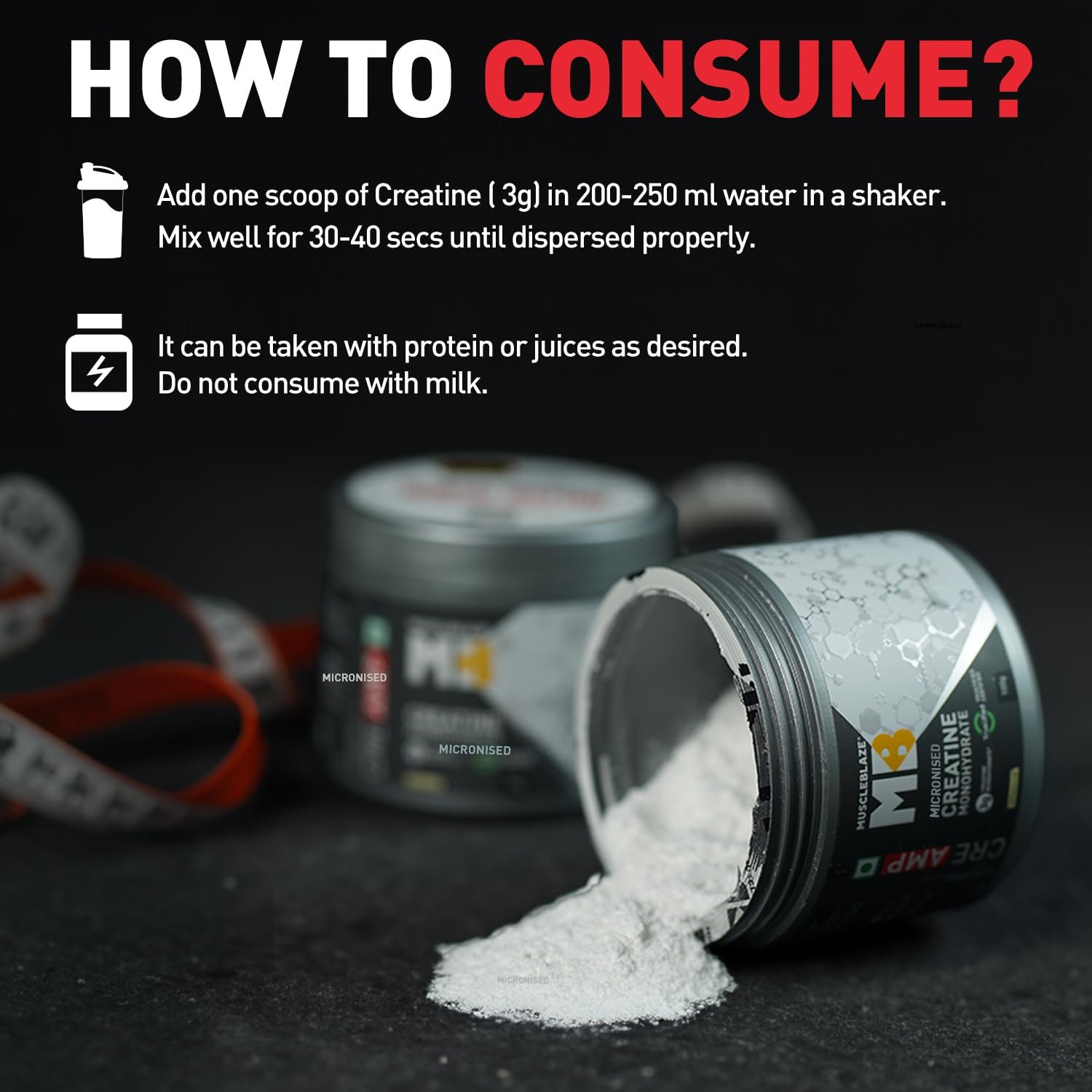 MuscleBlaze Micronised Creatine Monohydrate CreAMP Powder | (30 Servings, 120g) | Trustified Certified Creatine - Image 5