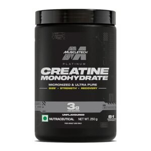 MuscleTech Platinum Creatine Micronized Powder | 81 Servings | Creatine Monohydrate | Supports Strength, Power & Muscle Recovery | MuscleTech Creatine Unflavoured - 250g