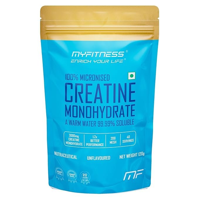 Myfitness Creatine Powder | Pure Micronised Creatine Monohydrate | Pre Workout Supplement | 40 Servings | Unflavoured | 120g