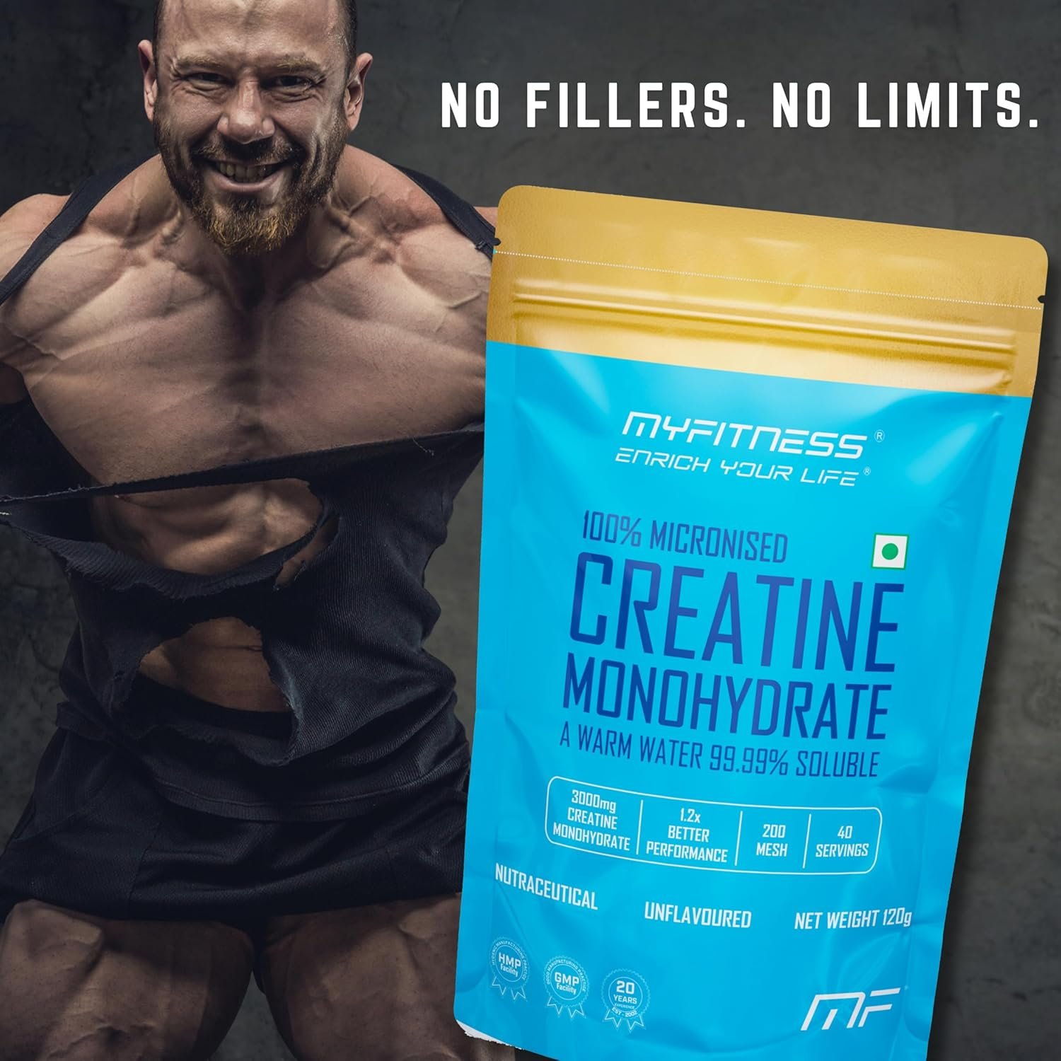 Myfitness Creatine Powder | Pure Micronised Creatine Monohydrate | Pre Workout Supplement | 40 Servings | Unflavoured | 120g - Image 5