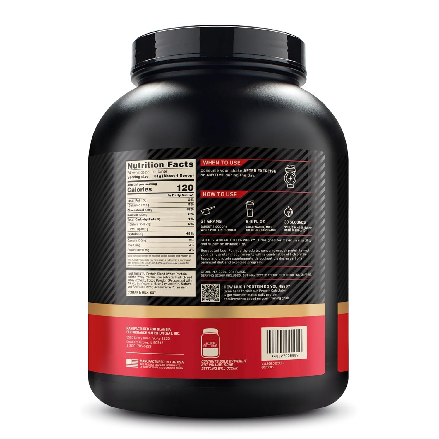 Optimum Nutrition (ON) Gold Standard 100% Whey Protein Powder | 5lbs, 2.27 kg | (Double Rich Chocolate) | Primary Source Isolate,For Men and Women - Image 2