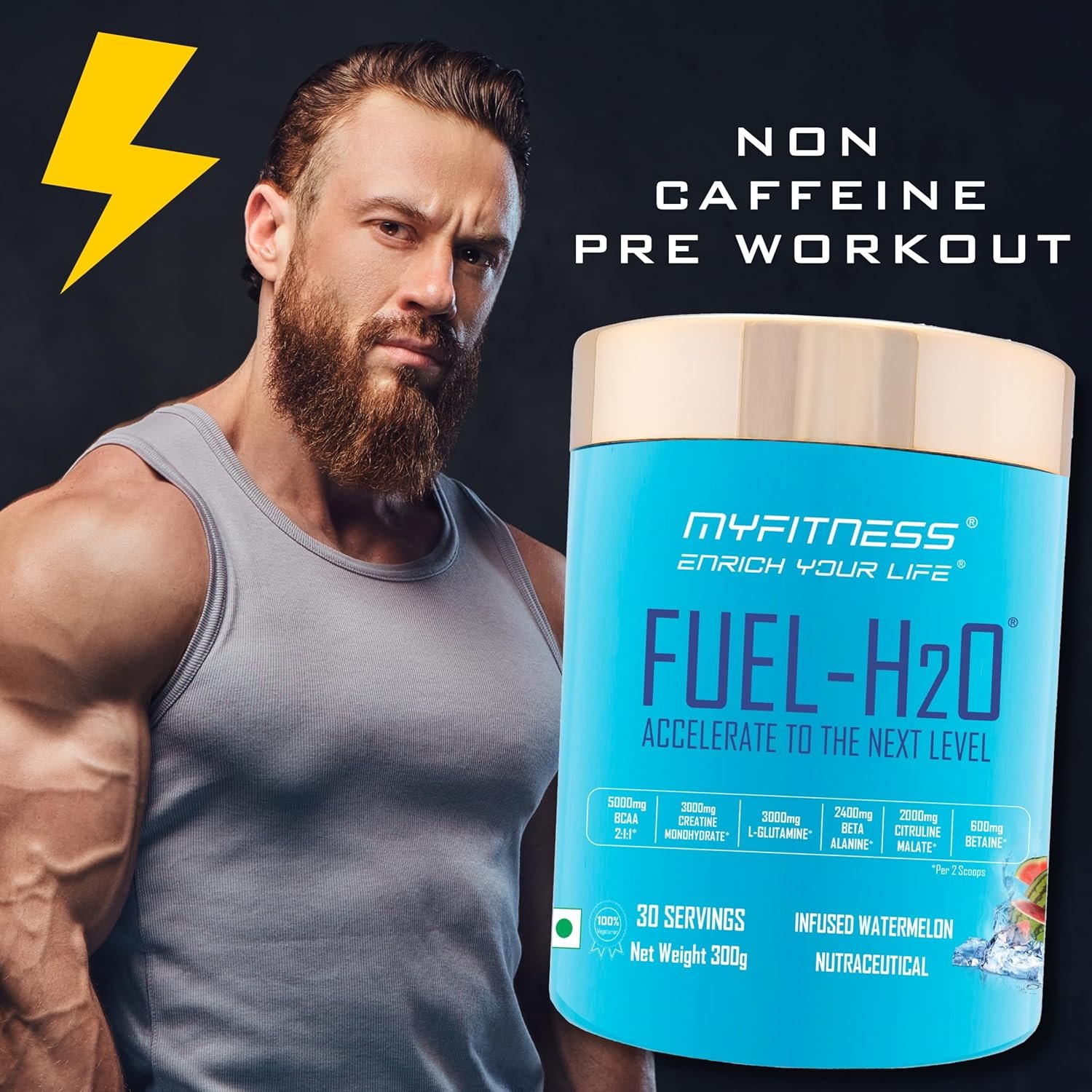 Myfitness Fuel H2O | Pre workout For Men And Women | Non-Caffeine Preworkout | 300g | 30 Servings - Image 3