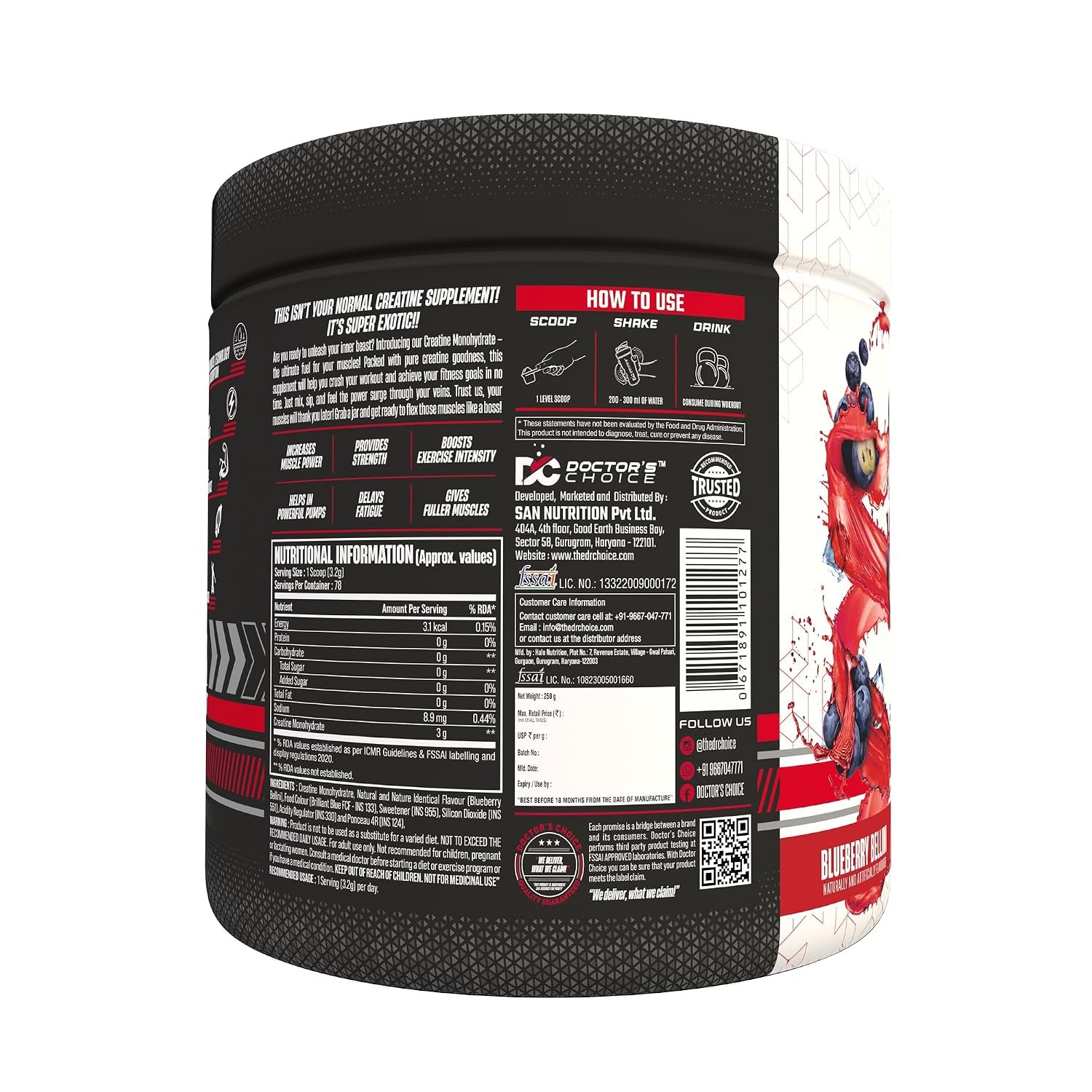 DC DOCTORS CHOICE Creatine Monohydrate 78 Serving 250 gm - Image 3