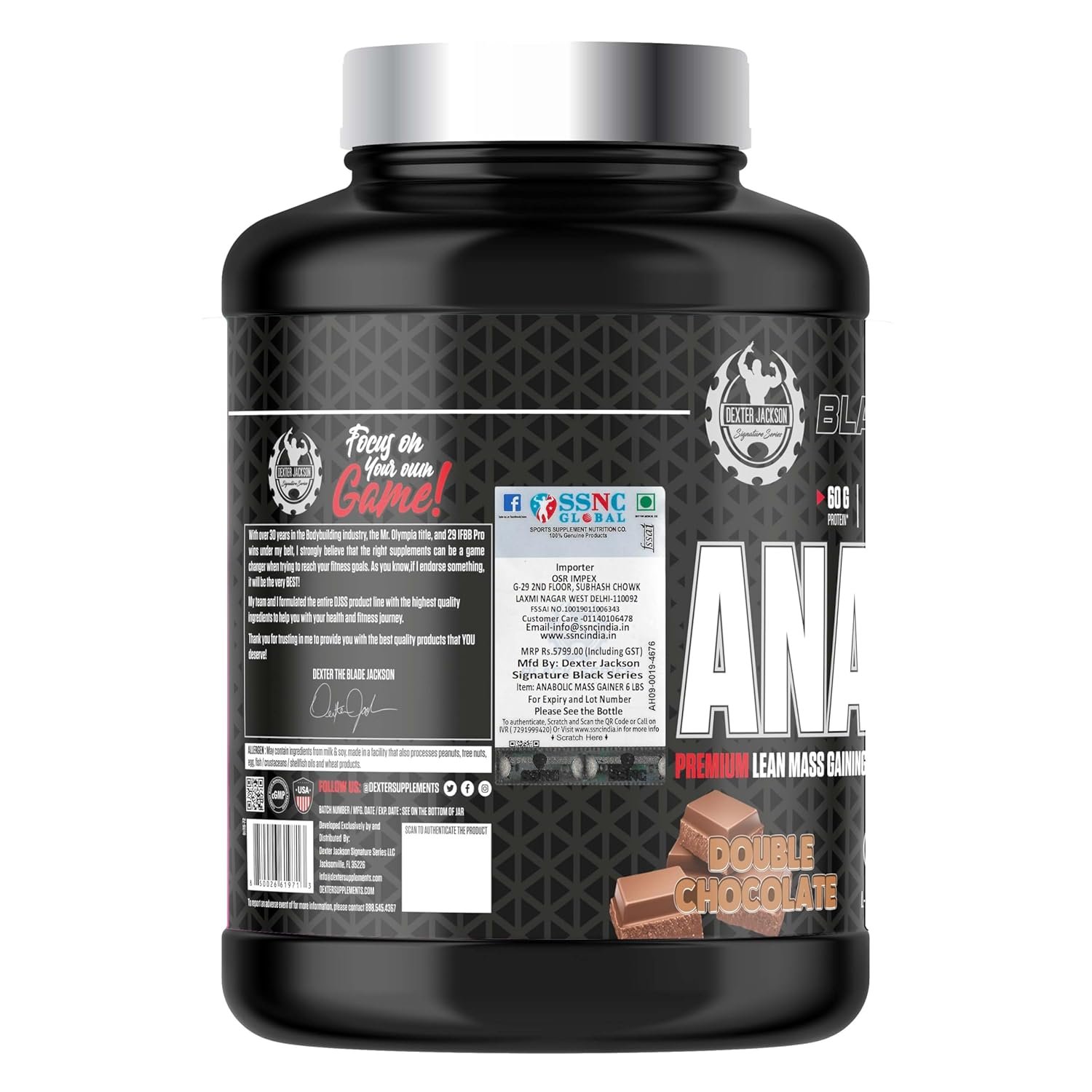 Dexter Jackson Black Series Anabolic | Premium Lean Mass Gainer | Double Chocolate Flavor | 22 Serving, 6Lbs - Image 4
