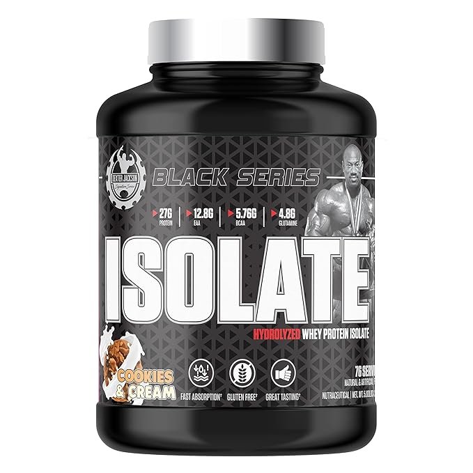 Dexter Jackson Black Series Whey Protein Isolate | Cookies & Cream Flavor | Gluten-Free | 76 Servings, 5 lbs (2268g) - Premium Isolate for Ultimate Muscle Support