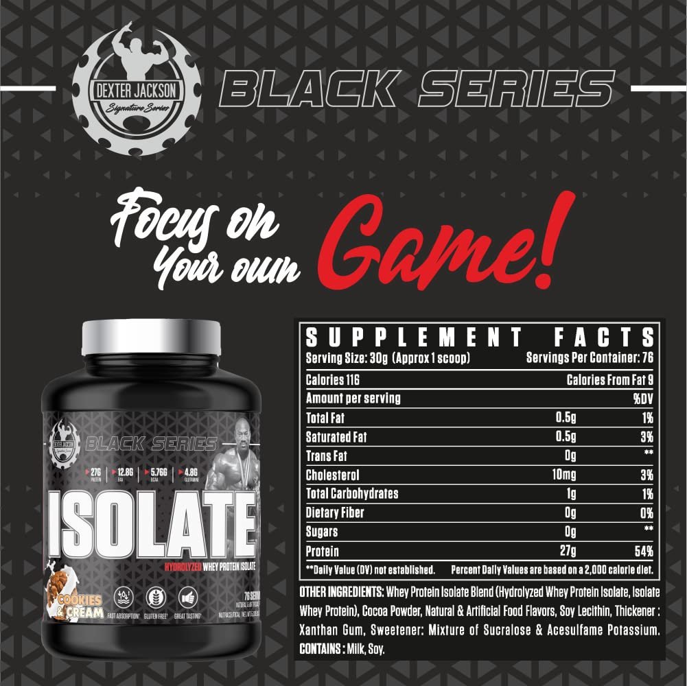 Dexter Jackson Black Series Whey Protein Isolate | Cookies & Cream Flavor | Gluten-Free | 76 Servings, 5 lbs (2268g) - Premium Isolate for Ultimate Muscle Support - Image 5