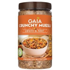 Gaia Crunchy Muesli Fruit and Nuts a Mix of Wholesome Breakfast Cereals Packed with Fibre | Iron and Antioxidants Serves As the Nourishing | Tasty Breakfast Option | 1KG Jar Pack
