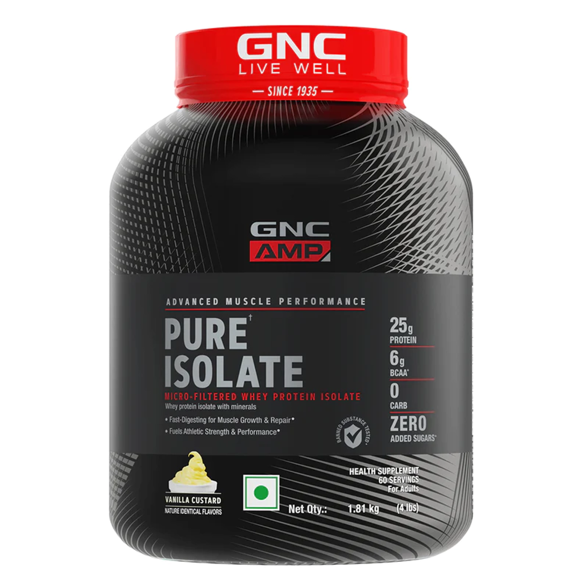 GNC AMP Pure Isolate Protein Powder | Low Carbs With Zero Added Sugar | 1.81kg - Image 3
