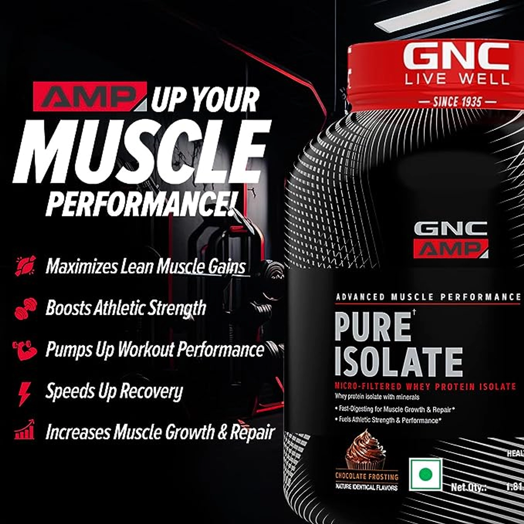 GNC AMP Pure Isolate Protein Powder | Low Carbs With Zero Added Sugar | 1.81kg - Image 4