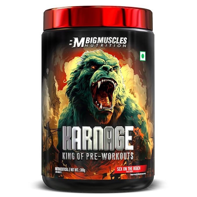 Bigmuscles Nutrition Karnage Pre workout | (60 Servings) | Pre-workout Supplement Supports to Improve Focus | Strength, Energy and Pump