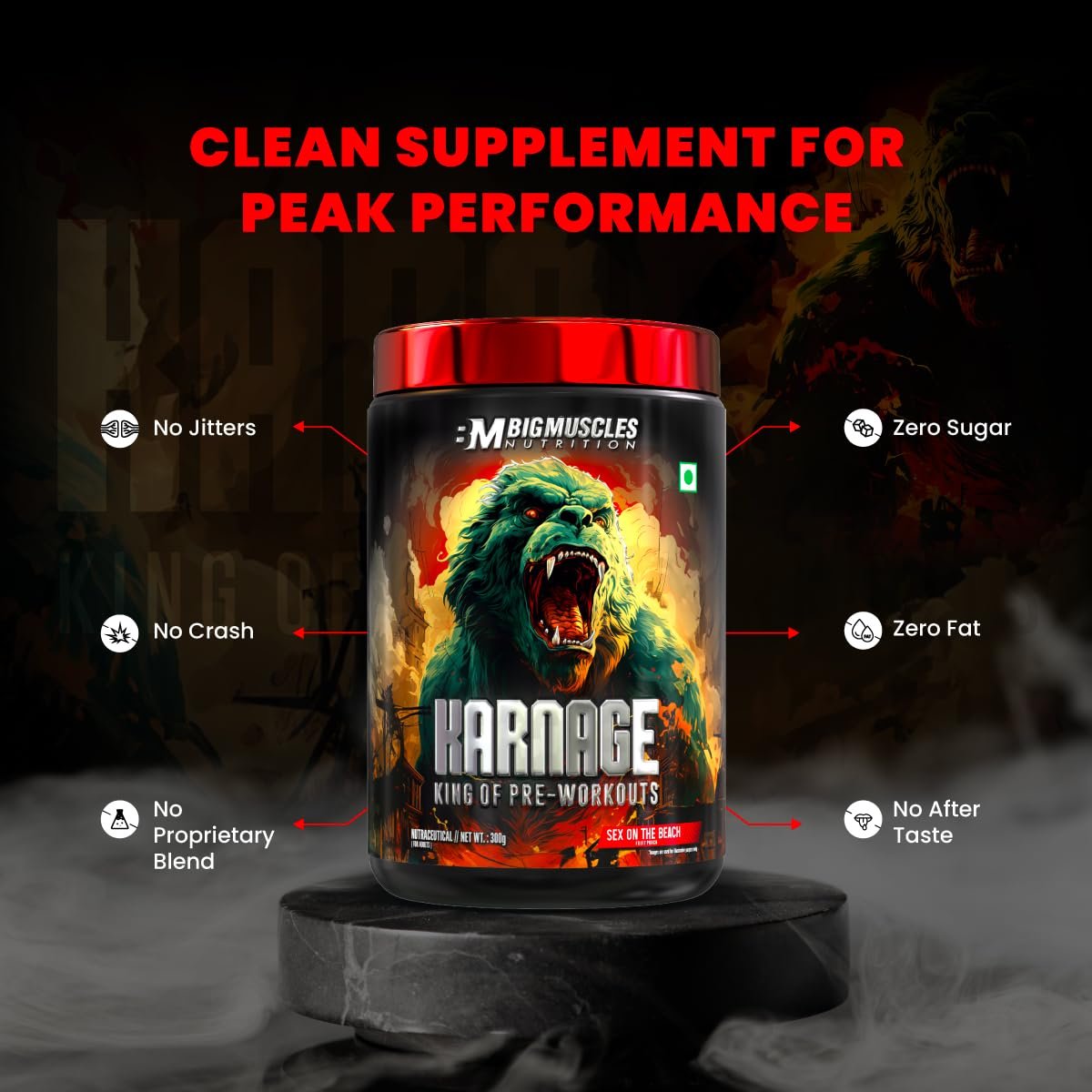 Bigmuscles Nutrition Karnage Pre workout | (60 Servings) | Pre-workout Supplement Supports to Improve Focus | Strength, Energy and Pump - Image 4