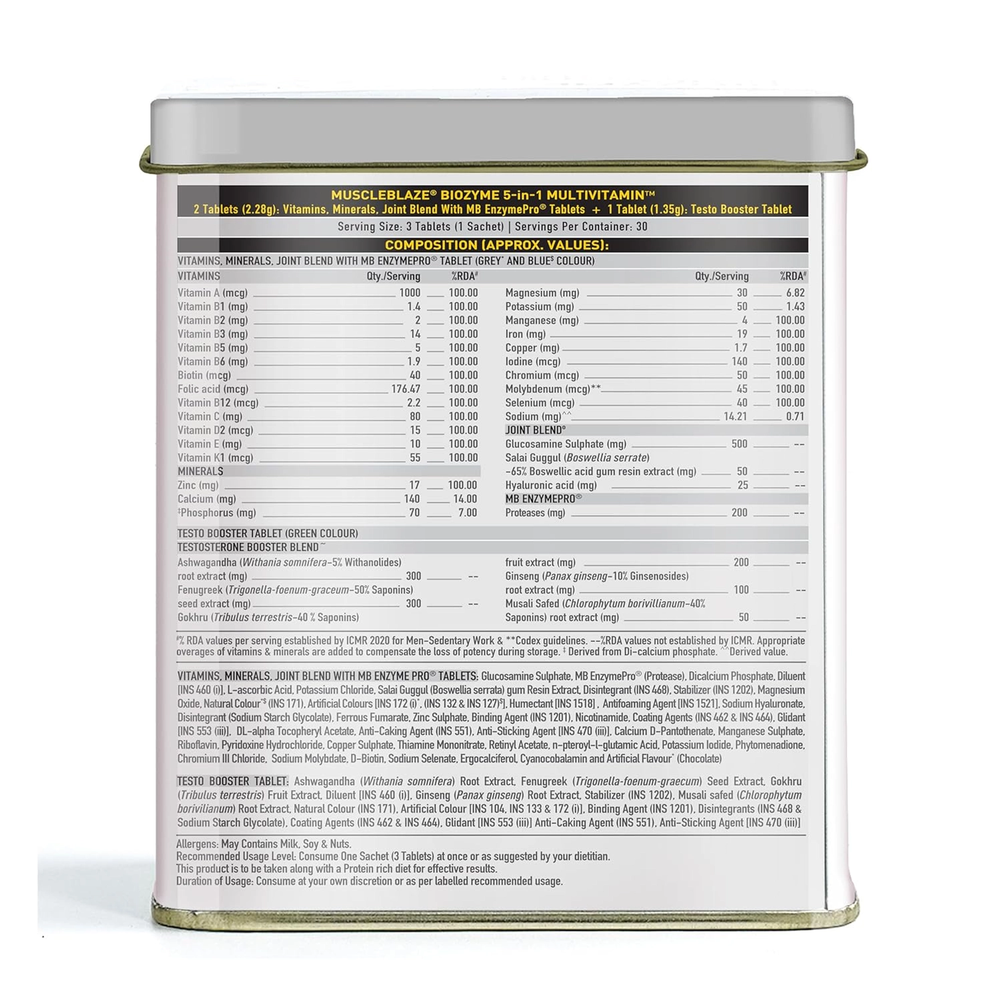 MuscleBlaze Biozyme 5-in-1 Daily Multivitamin 90 Tablets - Image 2