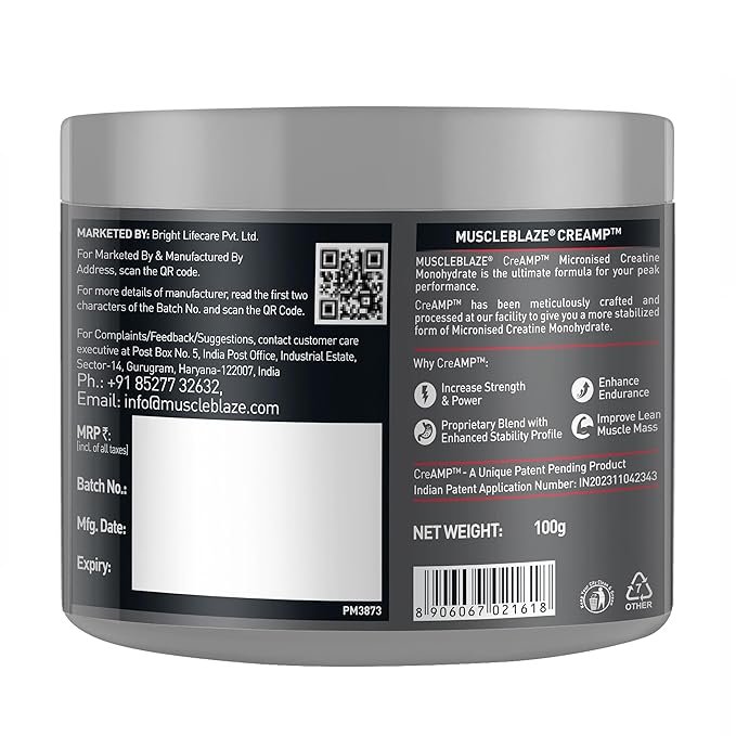 MuscleBlaze Micronised Creatine Monohydrate CreAMP Powder | (30 Servings, 120g) | Trustified Certified Creatine - Image 3