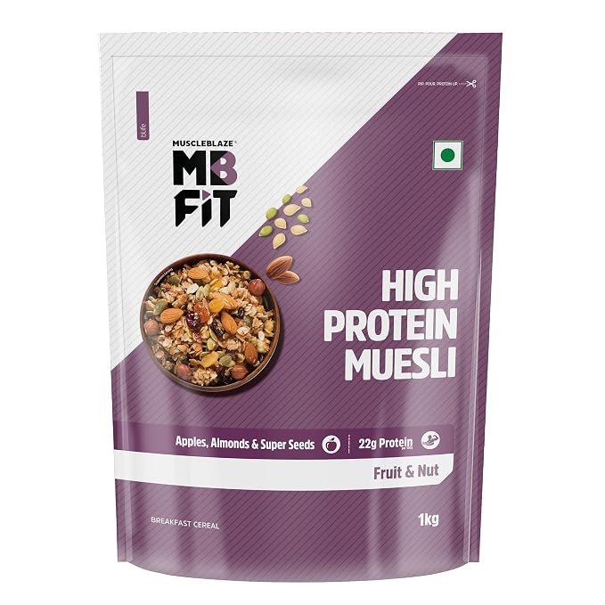 MuscleBlaze Fit High Protein Muesli (1kg, Dark Chocolate & Cranberry) | 22g Protein | With Raisins, Almonds & Super Seeds,High Protein Breakfast Cereals - Image 3