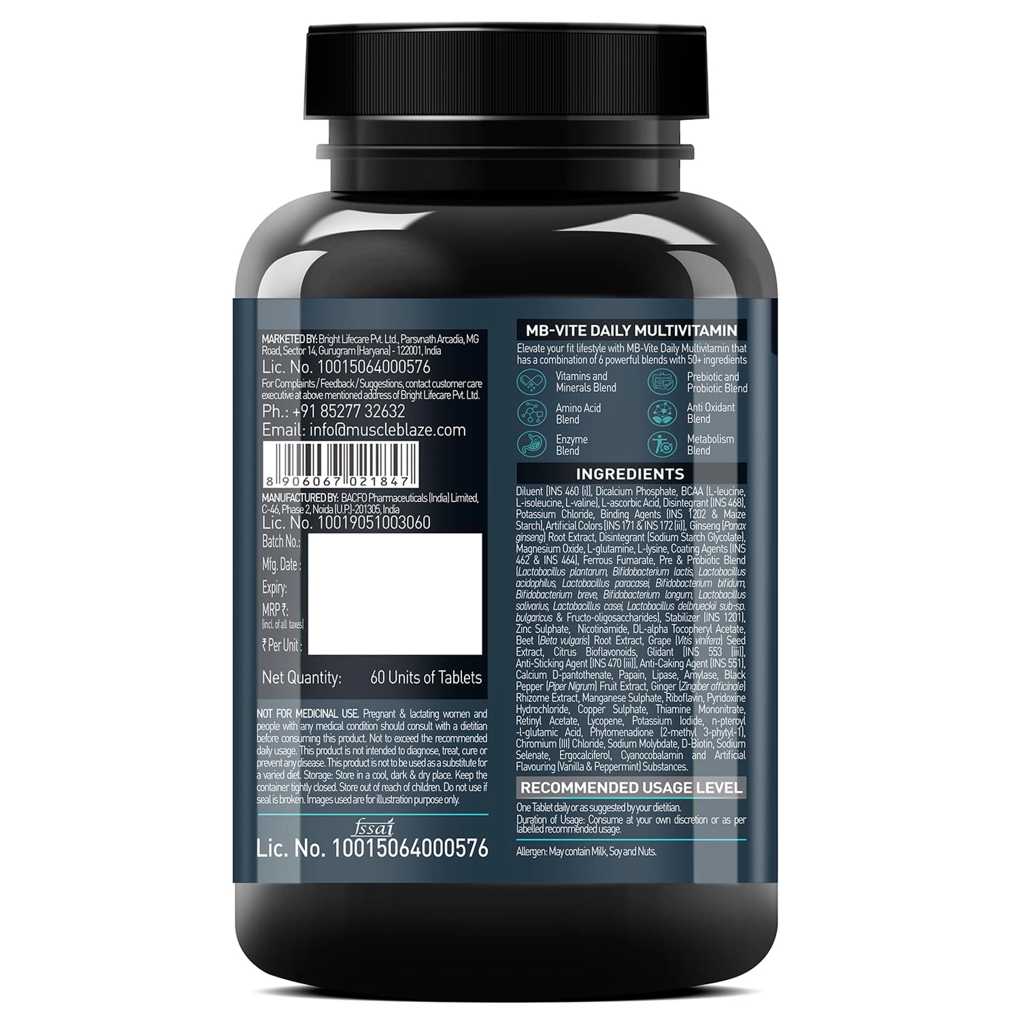 MuscleBlaze MB Vite Daily Multivitamin - Unflavoured, 60 Tablets - Image 2