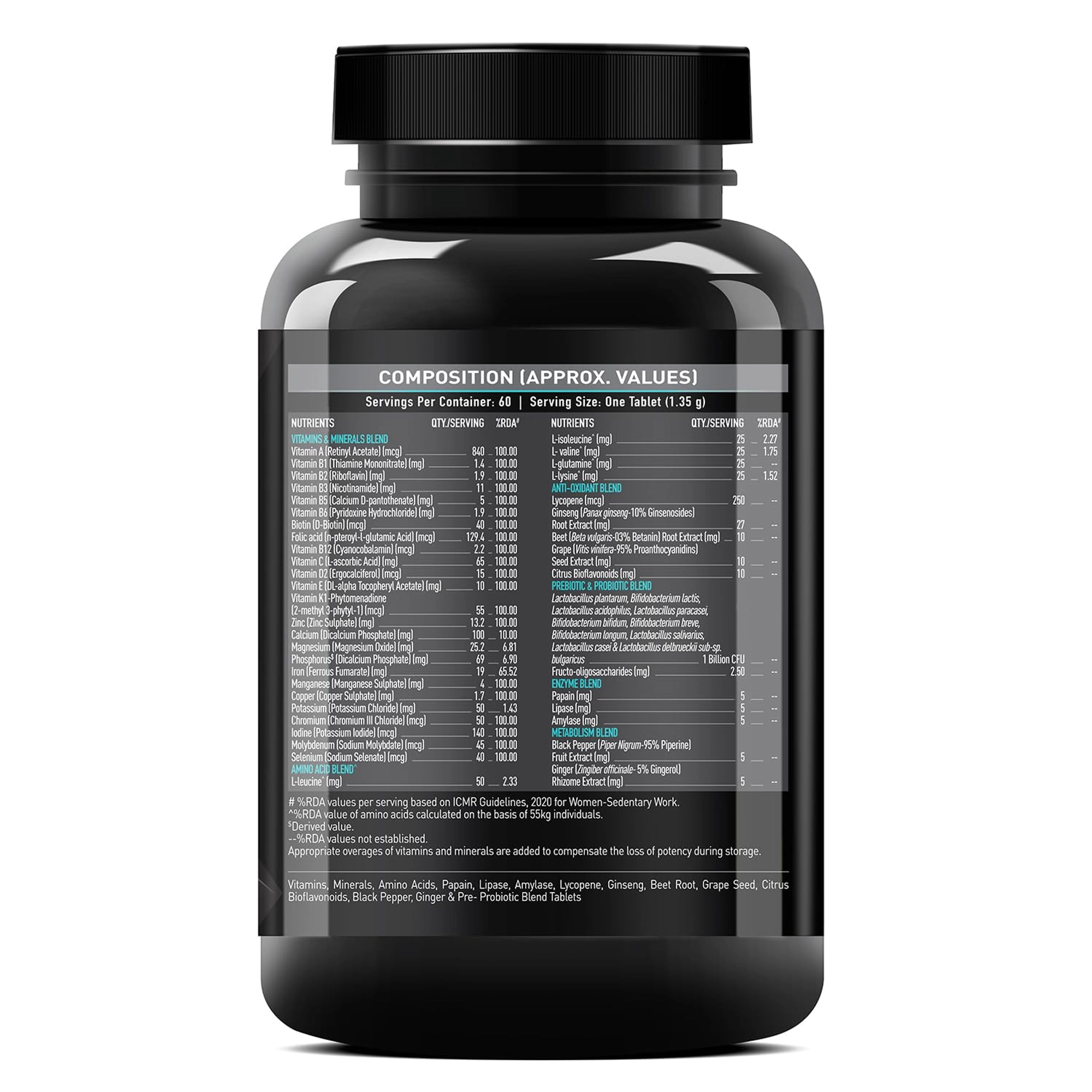 MuscleBlaze MB Vite Daily Multivitamin - Unflavoured, 60 Tablets - Image 3