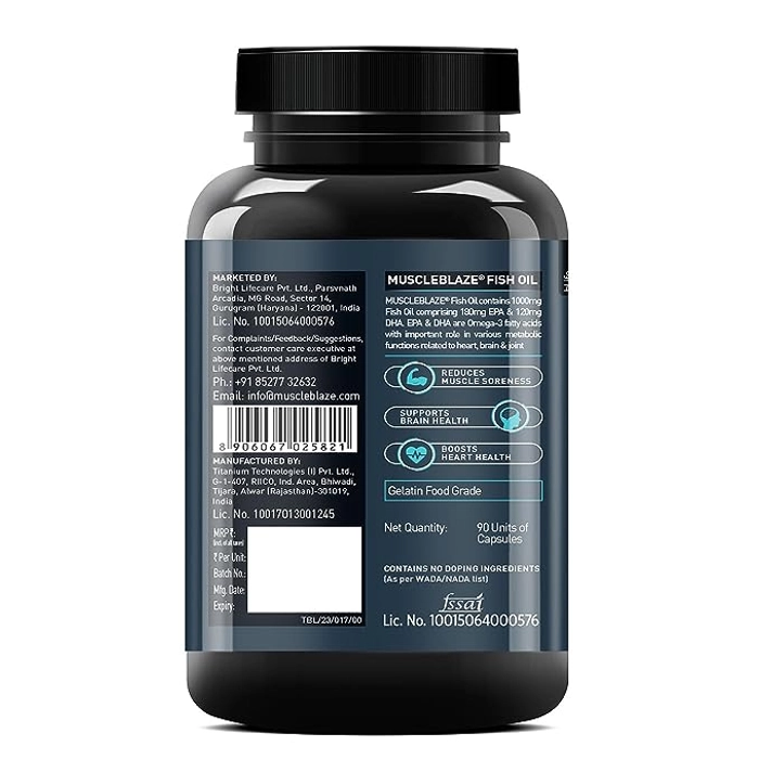 MuscleBlaze Fish Oil (1000 mg), 90 softgels - Image 2